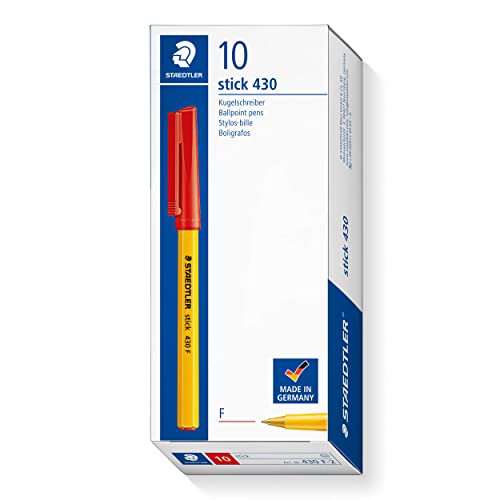 STAEDTLER Medium Stick 430 F-2 długopis cienki, czerwony, pudełko 10 sztuk