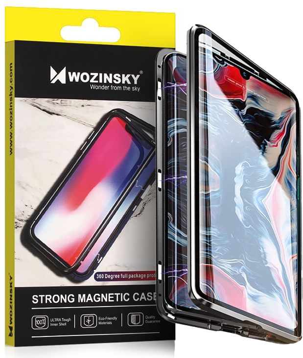 Wozinsky Full Magnetic Case magnetyczne etui 360 pokrowiec na przód i tył z wbudowanym szkłem Vivo X60 czarno-przezroczysty