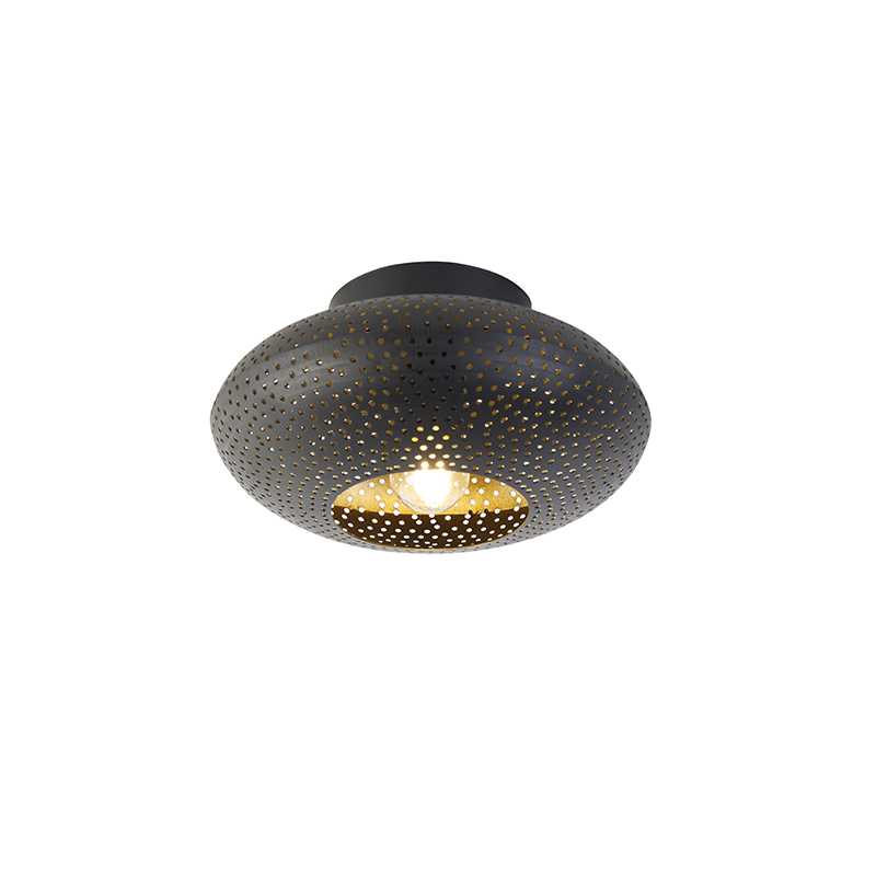 QAZQA Orientalna lampa sufitowa czarna ze złotem 25 cm - Radiance
