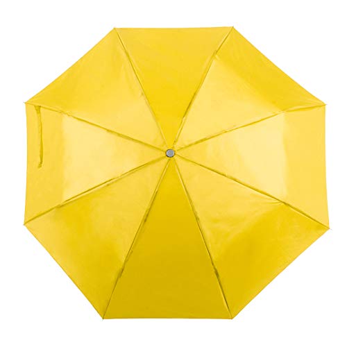 eBuyGB eBuyGB Unisex mini składany kompaktowy parasol kieszonkowy ręczny otwierany teleskopowy ślub lekki naszyjnik z uchwytem do noszenia pasek i kolor dopasowany rękaw ochronny, żółty, 102 cm 13389