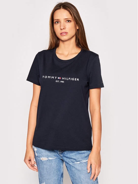 Tommy Hilfiger T-Shirt Heritage C-Nk WW0WW31999 Granatowy Regular Fit
