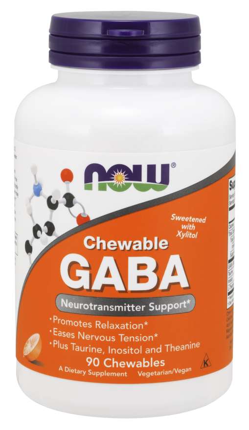 NOW Foods Tabletki do żucia o smaku pomarańczowym GABA 90 tab