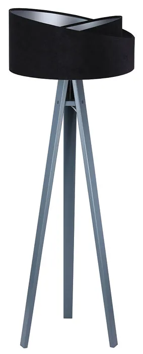 Czarno-antracytowa welurowa lampa stojąca trójnóg Z5-W00