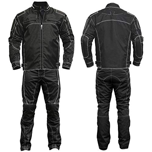 German Wear 2-częściowy kombinezon motocyklowy Cordura, tekstylny, kurtka motocyklowa i spodnie motocyklowe, czarny, 60/4XL
