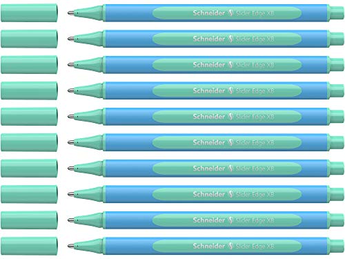 Schneider 152224 Slider Edge Pastelowe długopisy XB (trójkątne długopisy o szerokości kreski XB) 10 sztuk, miętowe