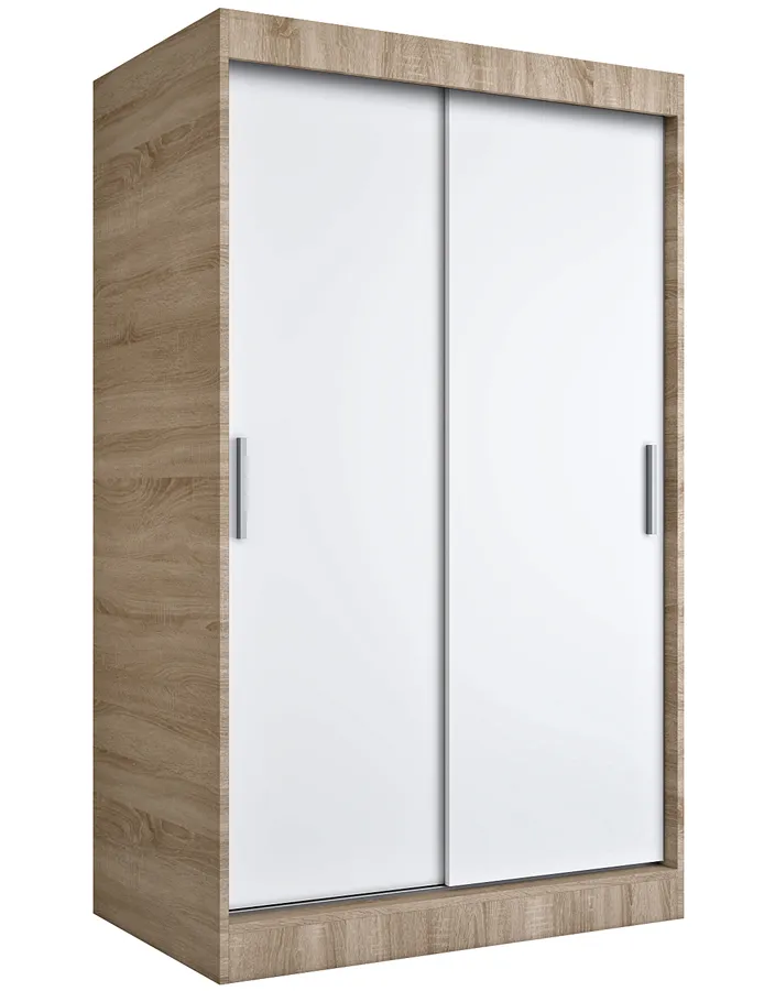 Szafa z przesuwanymi drzwiami dąb sonoma + biały 120 cm G4-C47