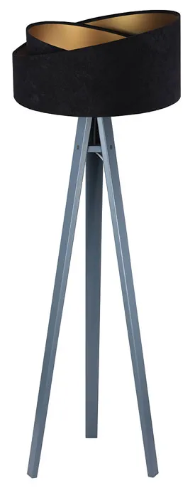 Czarno-antracytowa lampa stojąca welurowa A6-M95