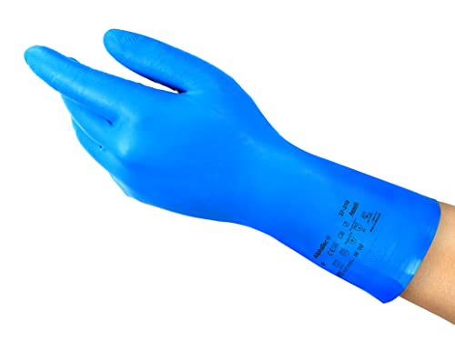 Ansell AlphaTec 37-310 Damskie I Męskie,Odporne Na Chemikalia,Cienkie Rękawice Nitrylowe,Ochrona Przed Rozpryskami,Przygotowanie Żywności,Silikon,Bez Lateksu,Wodoodporne,Niebieskie,XL (12 Par)