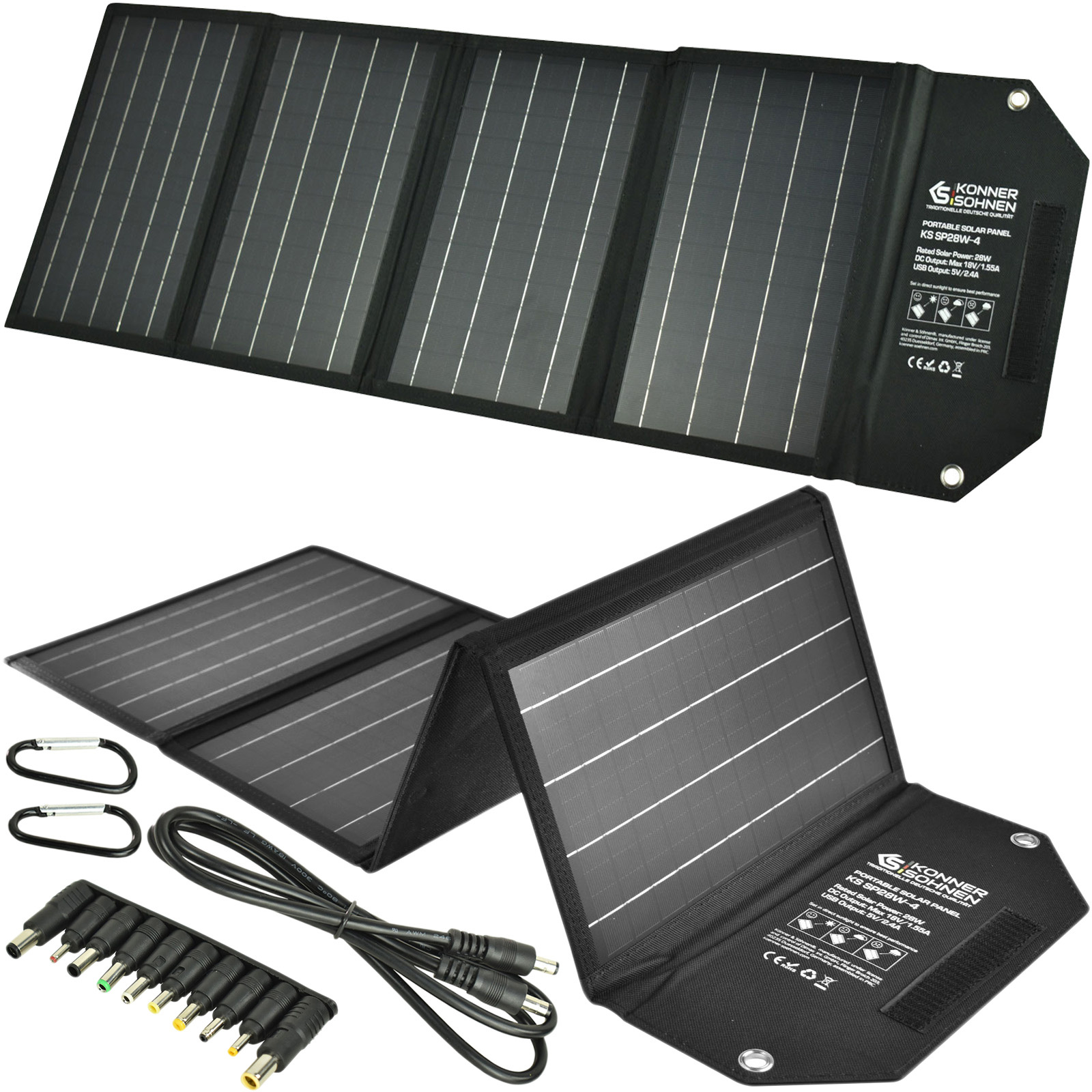 PRZENOŚNY PANEL SOLARNY TRAVEL 28W KS SP28W-4 USB SKŁADANY Könner&Söhnen KS