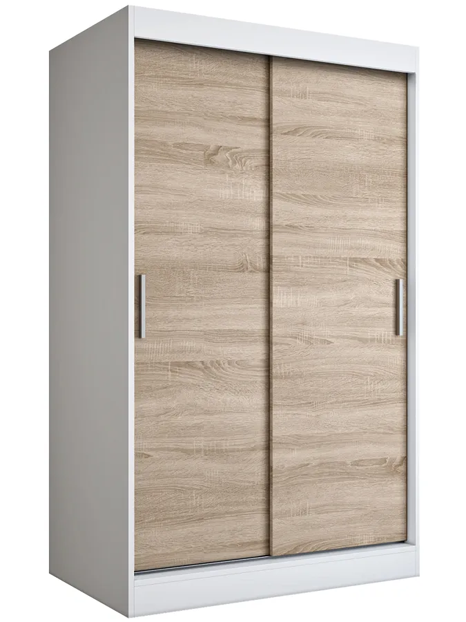Szafa przesuwna biel + dąb sonoma 120 cm E0-N40