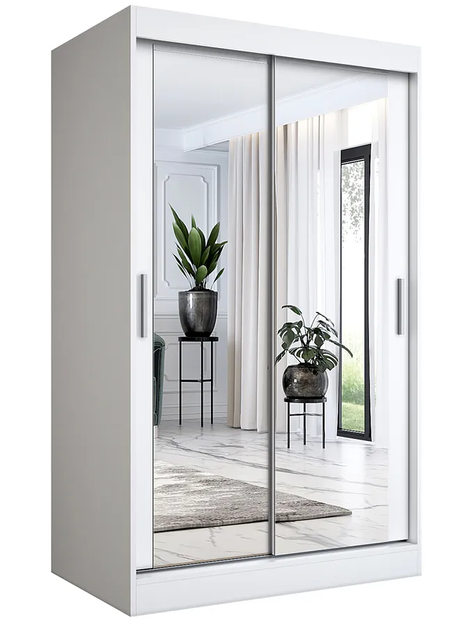 Nowoczesna biała szafa przesuwna z lustrem 120 P2-P85