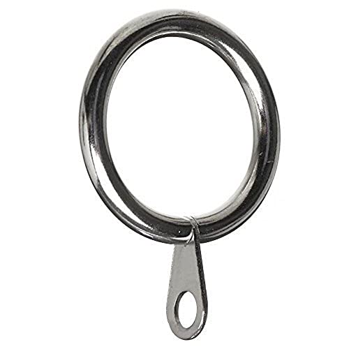 Merriway BH03178 metalowa zasłona draperyjna pręt pierścienie z mocowanym oczkiem, średnica wewnętrzna 25 mm (1 cal) średnica zewnętrzna 30 mm (1,1/4 cala) - jasny chrom, opakowanie 8 sztuk