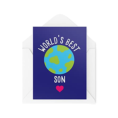 Tongue in Peach Karty dla syna kartka urodzinowa 'World's Best Son for Him From Mum And Dad Daughter' rodzeństwo dzieci dzieci ukończenie szkoły dumny z Ciebie CBH567 TIP_CARDS_CBH567