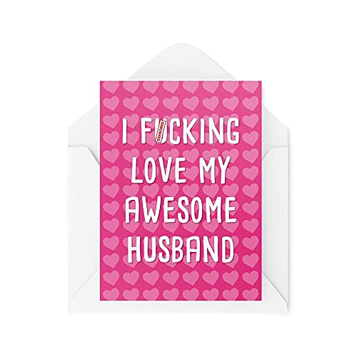 Tongue in Peach Karty męża karta rocznicowa 'I F*cking Love My Awesome Husband' Walentynki urodziny dla niego ślub nowość CBH529 TIP_CARDS_CBH529