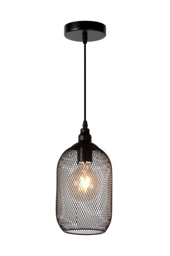 Lucide Industrialna LAMPA wisząca MESH 43404/15/30  metalowa OPRAWA zwis siatka loft czarna