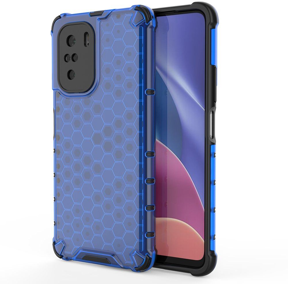 Honeycomb etui pancerny pokrowiec z żelową ramką Xiaomi Redmi K40 Pro+ / K40 Pro / K40 / Poco F3 niebieski