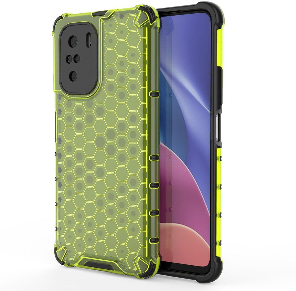 Honeycomb etui pancerny pokrowiec z żelową ramką Xiaomi Redmi K40 Pro+ / K40 Pro / K40 / Poco F3 zielony