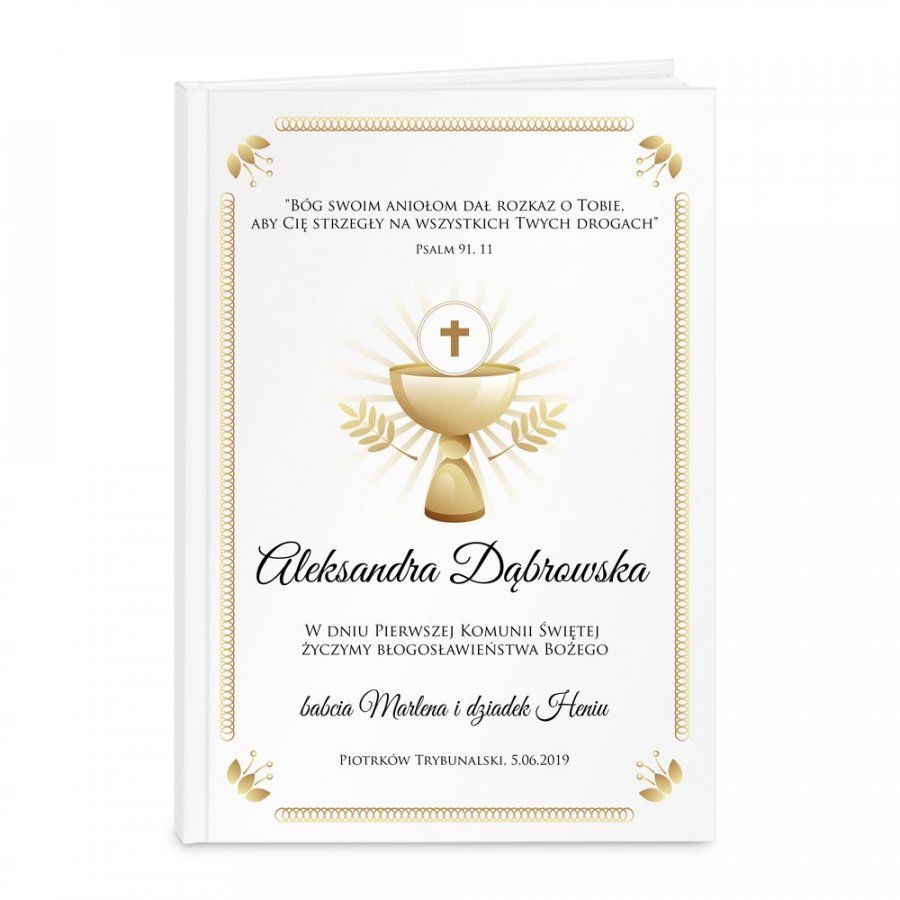 Murrano Biblia rozmiar M z nadrukiem dla dziewczynki na komunię KZ-BIB-M-006