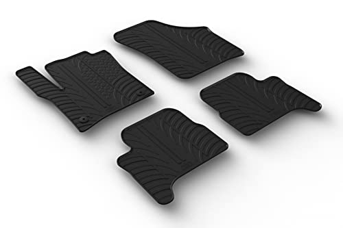 Gledring 0655 zestaw gumowych mat pasujących do Volkswagen e-Up/Skoda e-Citigo/Seat e-Mii 2019 (profil T 4-częściowy + klipsy montażowe)