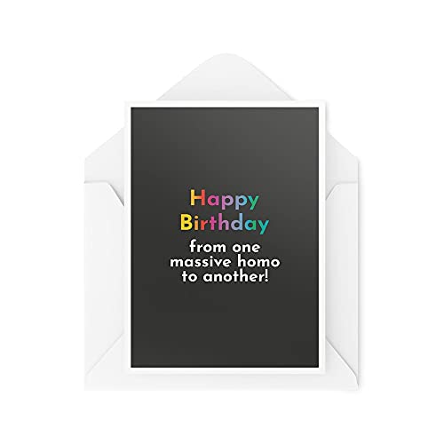 Tongue in Peach Śmieszne kartki urodzinowe karta gejowska z One Massive Homo To Another LGBTQ+ Profanity banter lesbijki Bestie Colleague nowość CBH528 TIP_CARDS_CBH528