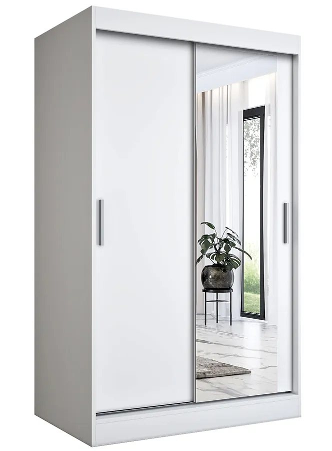 Biała szafa przesuwna z lustrem 120 D1-S72