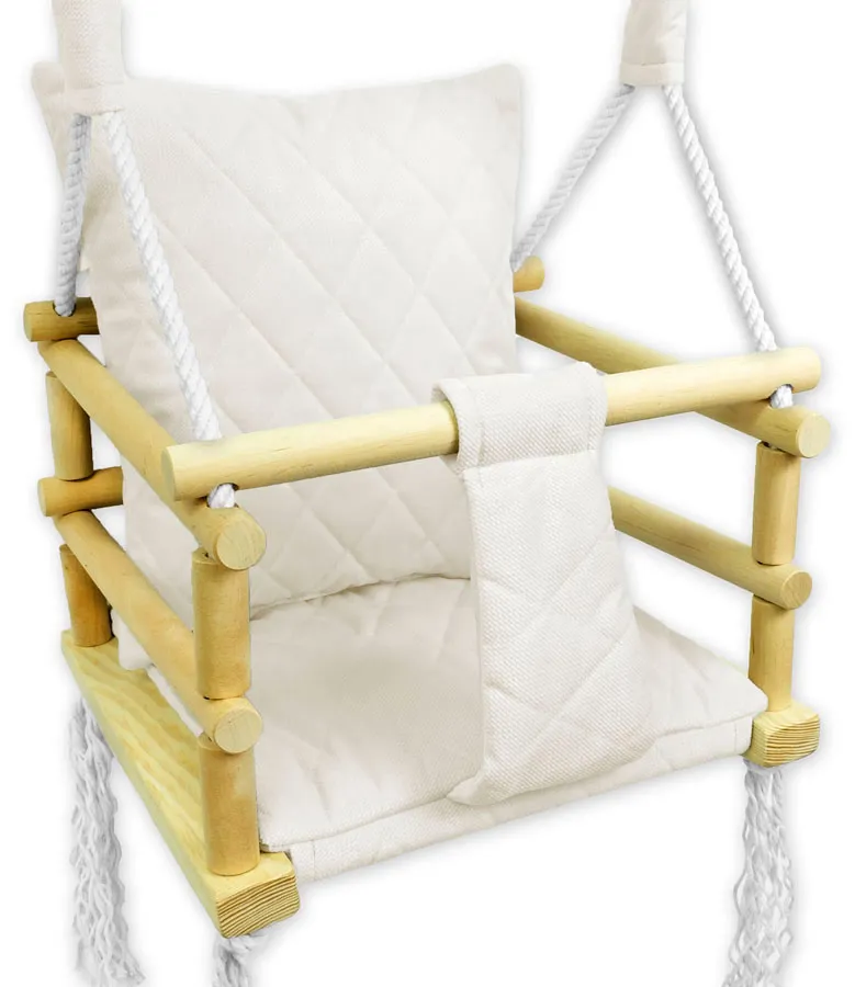 Drewniana huśtawka dziecięca 3w1 ecru M7-L42