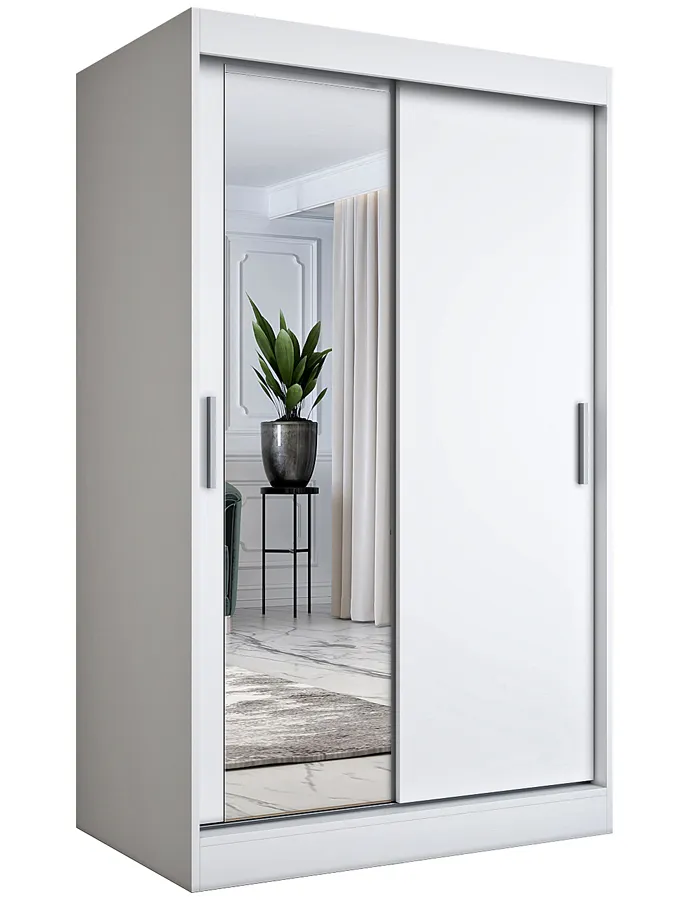 Biała szafa przesuwna z lustrem E1-Z53