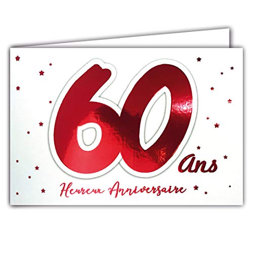 Afie Afie 69-2206 kartka z życzeniami na 60 urodziny z gwiazdkami na białym tle, z kopertą; format zamknięty 17 x 11,5 cm 69-2206