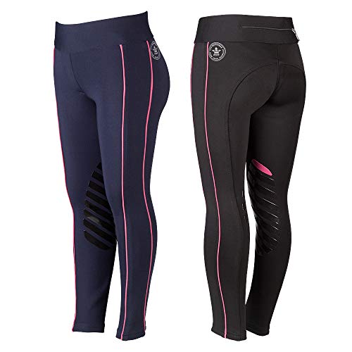 PFIFF 102846 'Larissa' damskie dziecięce legginsy jeździeckie z uchwytem na kolana, 110 rozmiarów, czarne