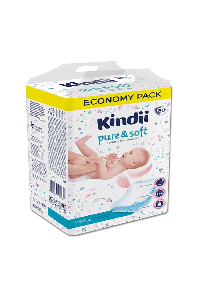 Pure Kindii soft podkłady dla niemowląt 60 cm x 40 cm 30 sztuk 1146845
