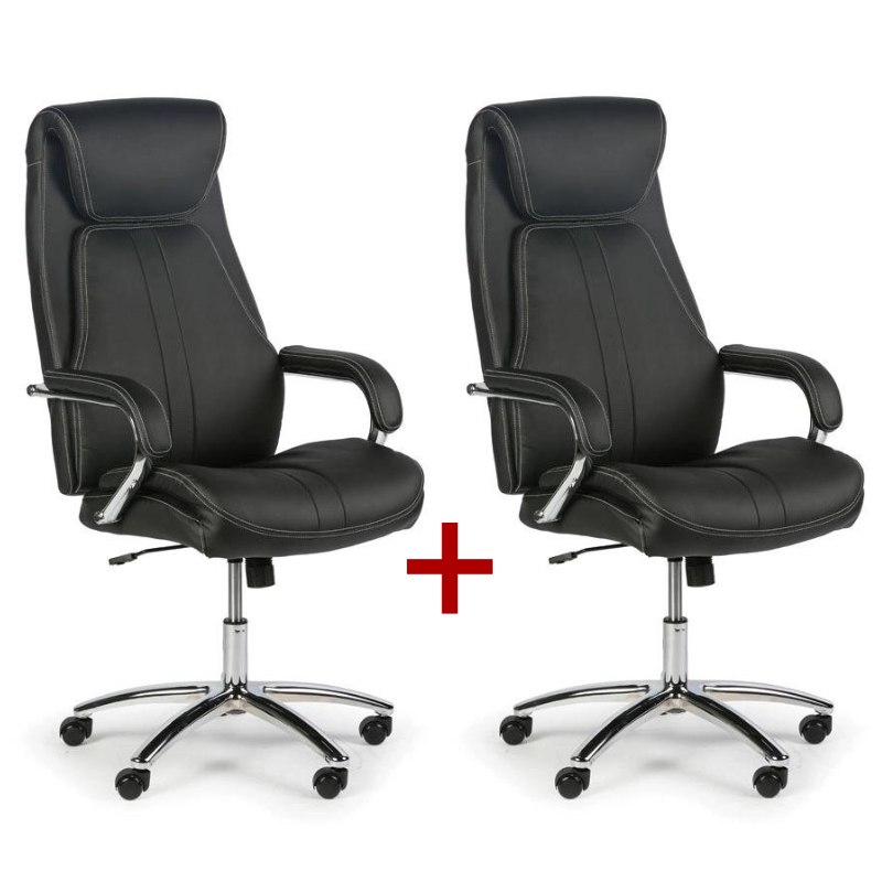 B2B Partner Skórzany fotel biurowy Nexus, 1+1 GRATIS, czarny 412169