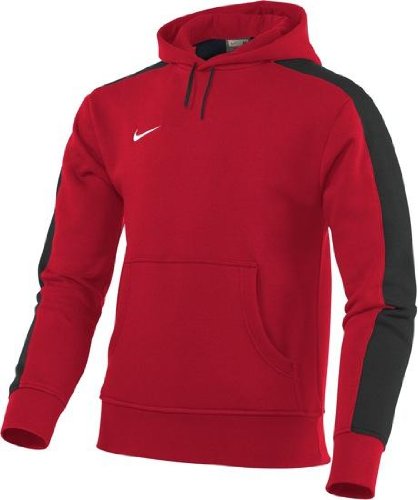 Bluzy dla chłopców - Nike chłopięca bluza z kapturem z długim rękawem Team Fleece, varsity czerwony/czarny/biały, L, 329315 - grafika 1