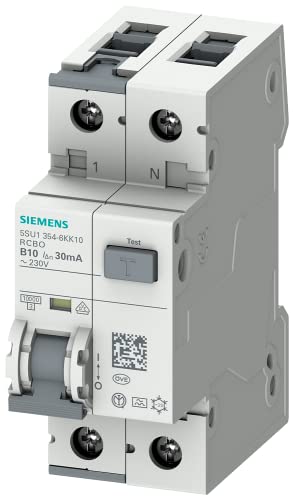 Siemens Wyłącznik kombinowany RCBO typA 30mA 10kA 1+N B10A 5SU1354-6KK10 5SU1354-6KK10