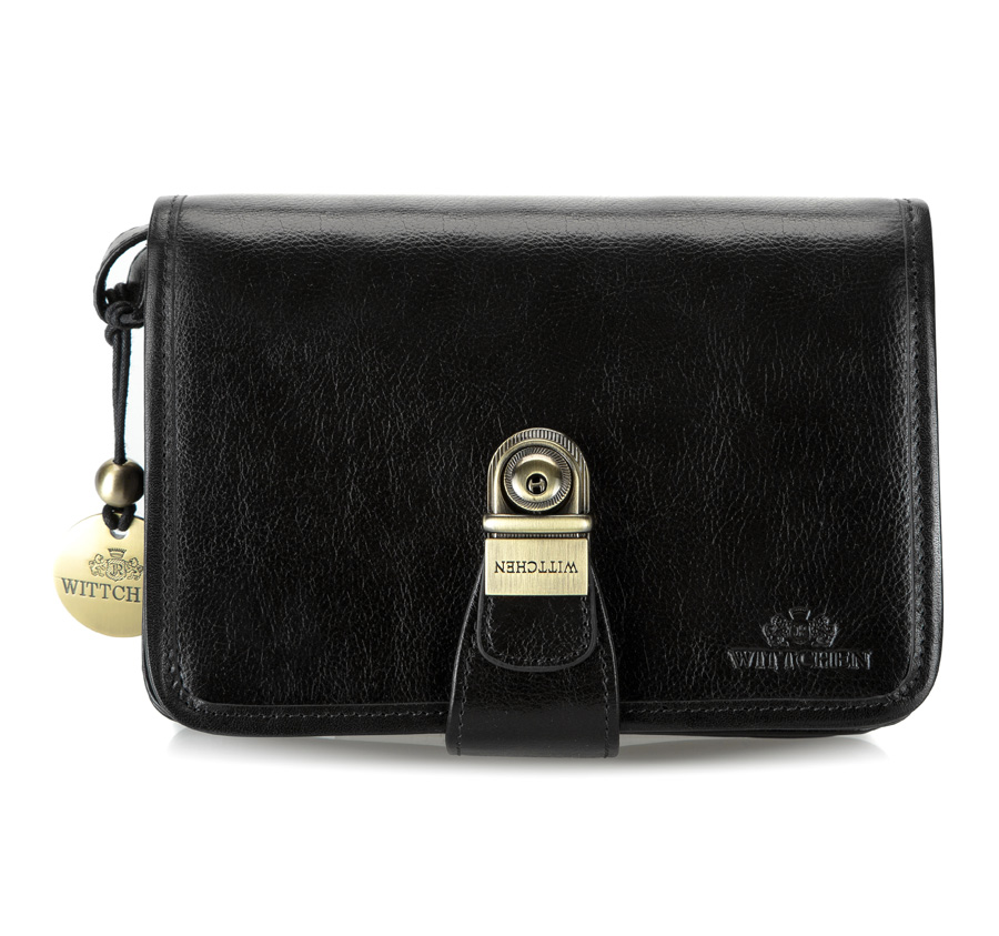 Saszetka skórzana z eleganckim zapięciem duża