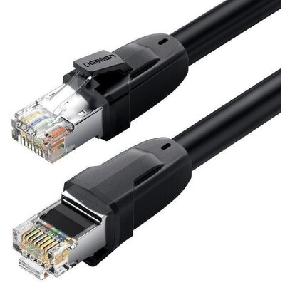 UGREEN Płaski kabel sieciowy Ethernet RJ45, Cat.8, S/FTP, 1m (czarny)