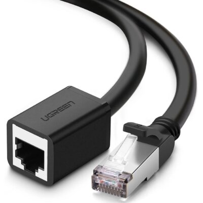 Ugreen Kabel sieciowy UGREEN przedłużacz Ethernet RJ45 Cat 6 FTP z metalową wtyczną 3m czarny UGR262BLK