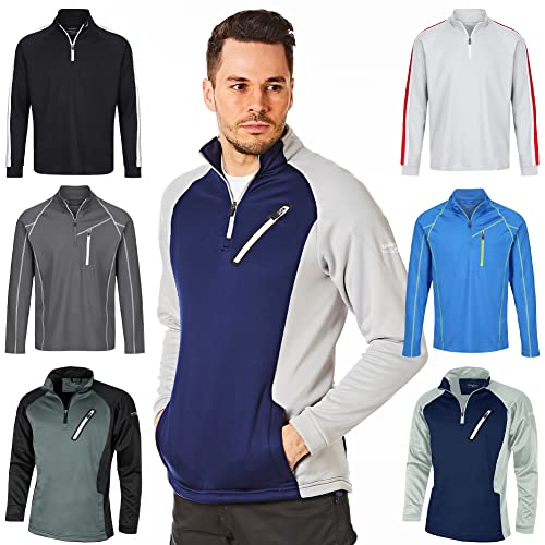 Under Par Męska kurtka z zamkiem błyskawicznym z raglanowym rękawem średniej warstwy polarowy top koszulka golfowa Navy/Storm Grey XXL