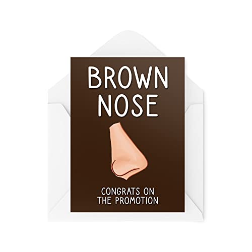 Tongue in Peach Zabawne kartki promocyjne do pracy biuro brązowy nos kolegi dobrze zrobione gratulacje pozdrowienia dowcipny humor śmiech sztanga zabawny CBH74 TIP_CARD_CBH74