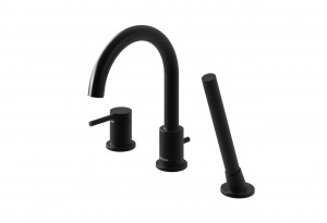 KOHLMAN QB241AB AXEL BLACK 3-otworowa bateria wannowa z obrotową wylewką