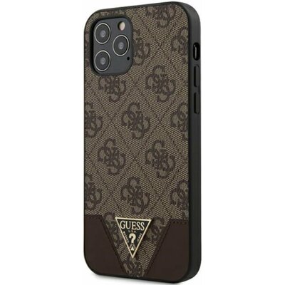 Guess 4G Triangle Collection - Etui na iPhone 12 / iPhone 12 Pro brązowy GUHCP12MPU4GHBR