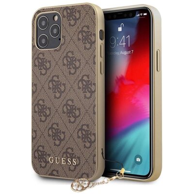 Guess Etui 4G Charms Collection do iPhone 12 / iPhone 12 Pro, brązowe