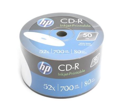 HP Hewlett-Packard CD-R | 700MB | x52 | spindel 50 WHITE FF InkJet Printable 14223