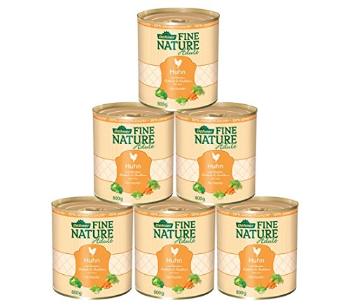 Dehner Fine Nature Hundefutter Adult, Huhn, 6 X 800 G (4800 G)