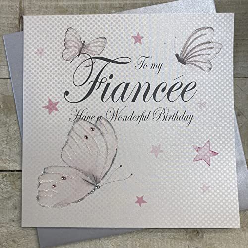 WHITE COTTON CARDS White Cotton Cards Duże motyle w stylu vintage, to My Fiancée Have A Wonderful Handmade Kartka urodzinowa, XPD30-FI XPD30-FI