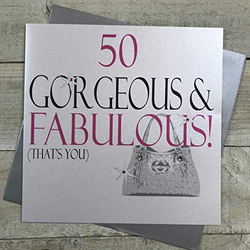 WHITE COTTON CARDS Białe bawełniane kartki duże 50 wspaniałych i wspaniałych kart 'That's You' ręcznie robione 50-te urodziny, XN18-50 XN18-50
