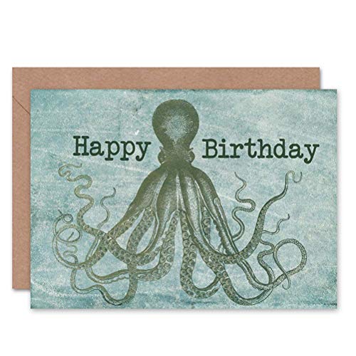 Wee Blue Coo Urodziny Happy Octopus TENTACLES ART kartka okolicznościowa prezent
