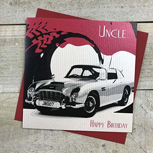 WHITE COTTON CARDS Białe bawełniane kartki Wujek Happy Handmade Kartka urodzinowa, SB42 SB42