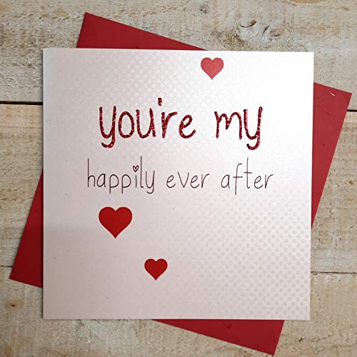 WHITE COTTON CARDS białe bawełniane kartki You're My Happily Ever After ręcznie robione kartki walentynkowe, VLS4 VLS4