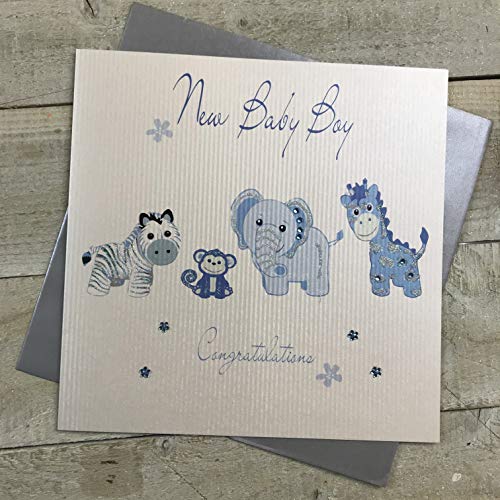 WHITE COTTON CARDS white cotton cards Nowa kartka z życzeniami dla chłopców ręcznie robiona grafika, niebieska, XLBD8 XLBD8