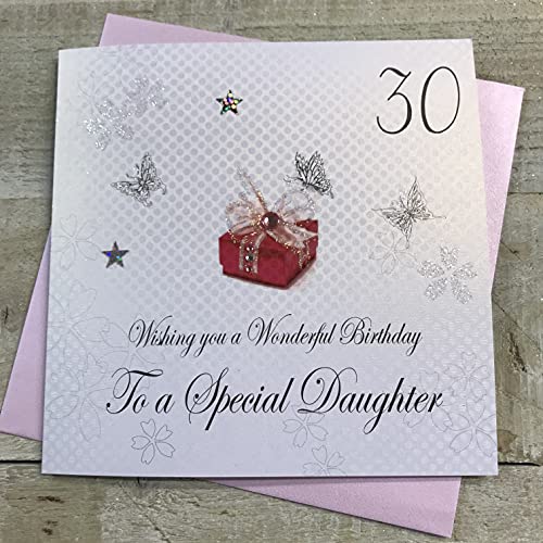 WHITE COTTON CARDS white cotton cards 30 'Wishing you a Wonderful Special Daughter' ręcznie wykonana kartka na 30. urodziny, biała, bdp30-D bdp30-D